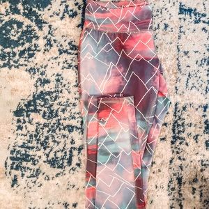 Watercolor mountain yoga pants